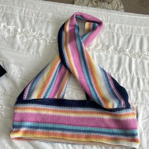 Multi Color Criss Cross Halter Crop Top